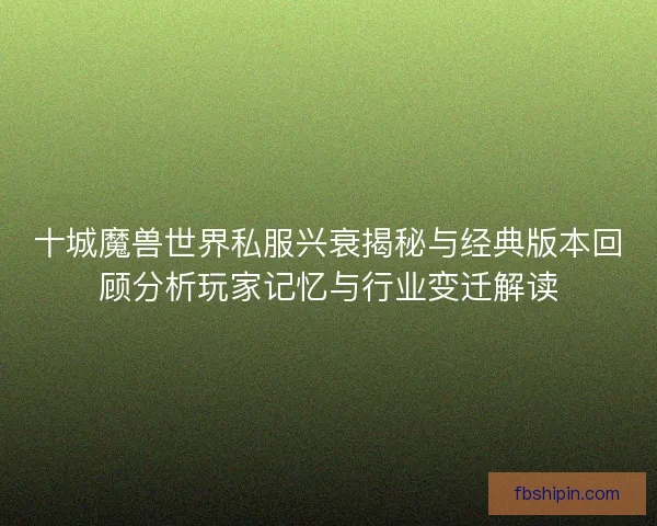 十城魔兽世界私服兴衰揭秘与经典版本回顾分析玩家记忆与行业变迁解读